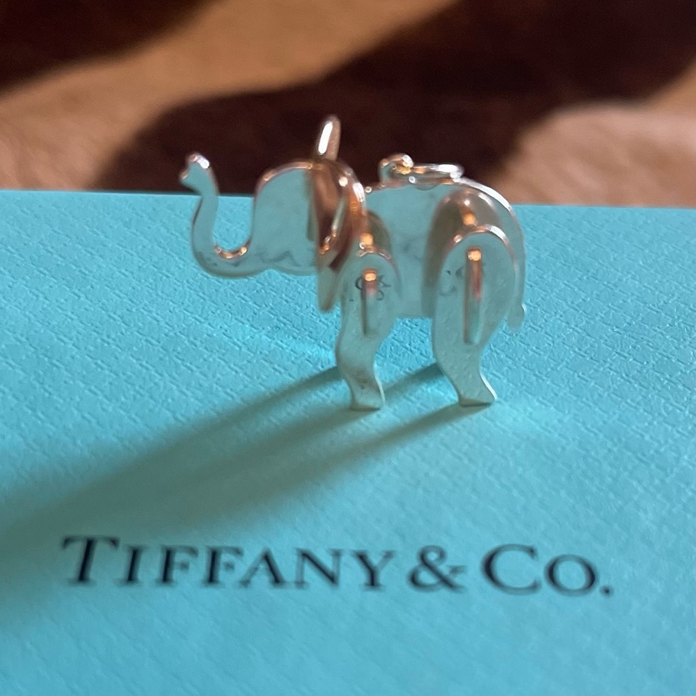 Retired Tiffany Save The Wild Elephant Charm LARGE